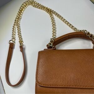 FOREVER 21 Brown Crossbody Bag Gold Tone Chain Strap Preppy Vegan Leather